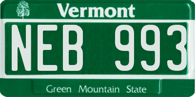 VT license plate NEB993