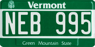 VT license plate NEB995