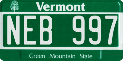 VT license plate NEB997
