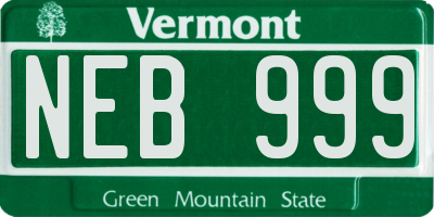 VT license plate NEB999