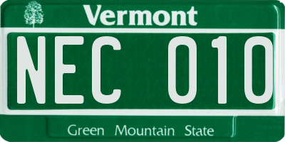 VT license plate NEC010