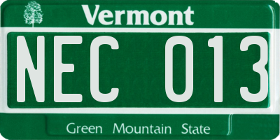 VT license plate NEC013