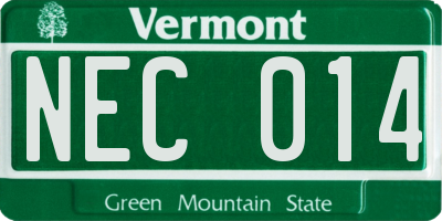 VT license plate NEC014