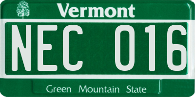 VT license plate NEC016