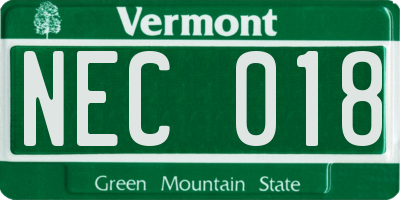 VT license plate NEC018