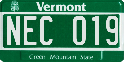 VT license plate NEC019