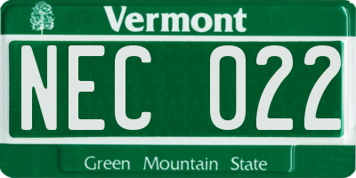 VT license plate NEC022