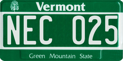 VT license plate NEC025
