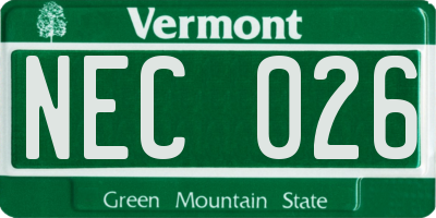 VT license plate NEC026