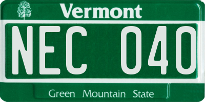 VT license plate NEC040