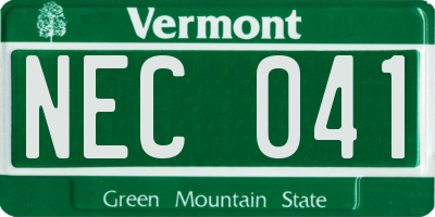 VT license plate NEC041
