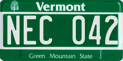 VT license plate NEC042