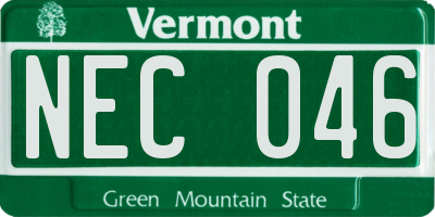 VT license plate NEC046