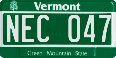 VT license plate NEC047
