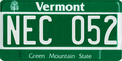 VT license plate NEC052