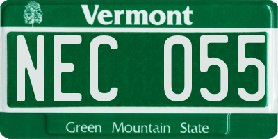 VT license plate NEC055