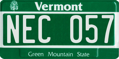 VT license plate NEC057