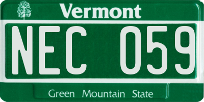 VT license plate NEC059
