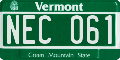 VT license plate NEC061