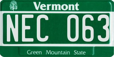 VT license plate NEC063