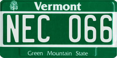 VT license plate NEC066