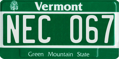 VT license plate NEC067