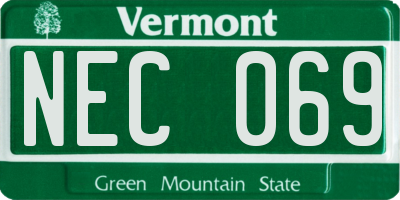 VT license plate NEC069