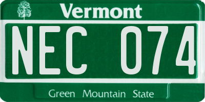 VT license plate NEC074