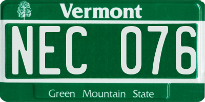 VT license plate NEC076