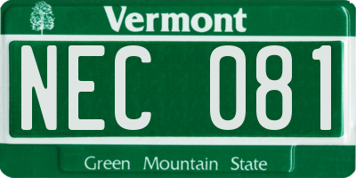 VT license plate NEC081