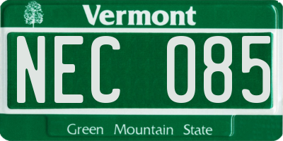 VT license plate NEC085