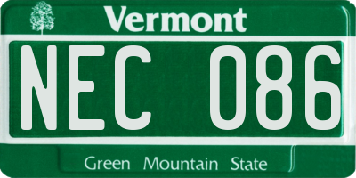 VT license plate NEC086