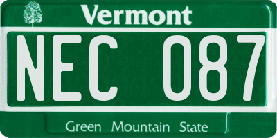 VT license plate NEC087