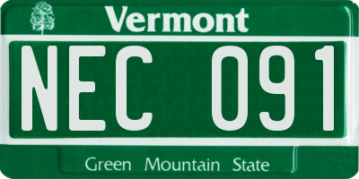 VT license plate NEC091