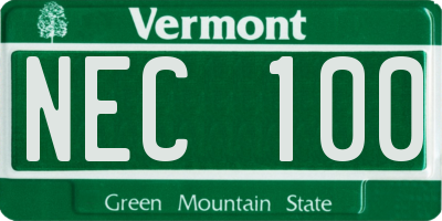 VT license plate NEC100