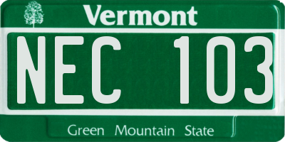 VT license plate NEC103