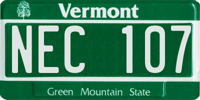 VT license plate NEC107