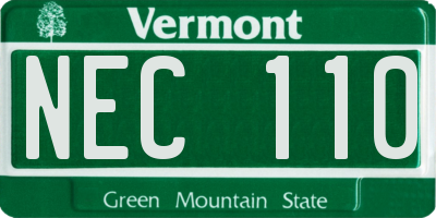 VT license plate NEC110