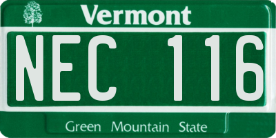 VT license plate NEC116
