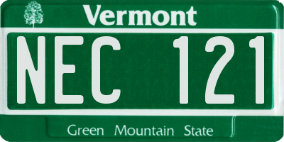 VT license plate NEC121