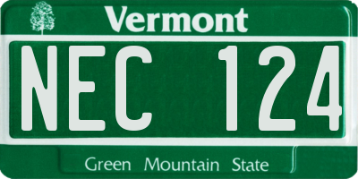 VT license plate NEC124