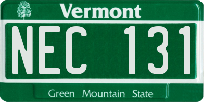 VT license plate NEC131