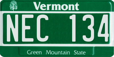 VT license plate NEC134