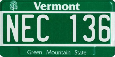 VT license plate NEC136