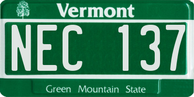 VT license plate NEC137