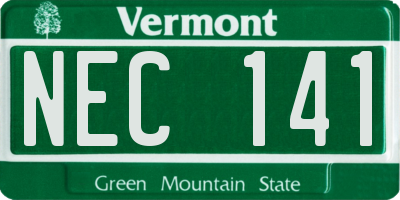 VT license plate NEC141