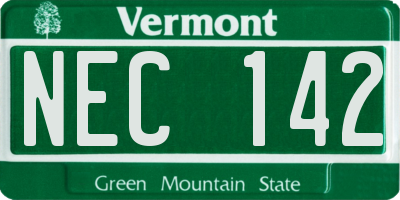 VT license plate NEC142