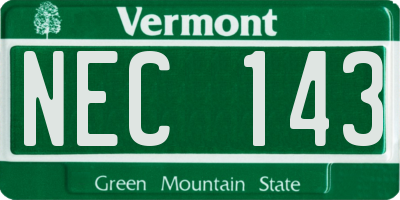 VT license plate NEC143