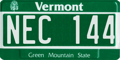 VT license plate NEC144