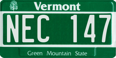 VT license plate NEC147